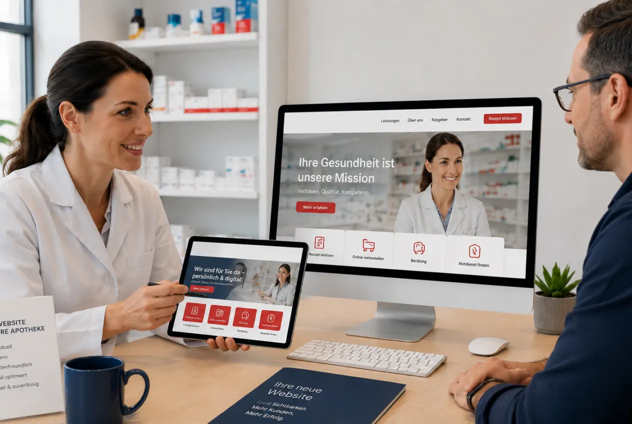Botendienstfahrzeug der Apotheke in Freiburg im Breisgau mit Beschriftung im Design der Website