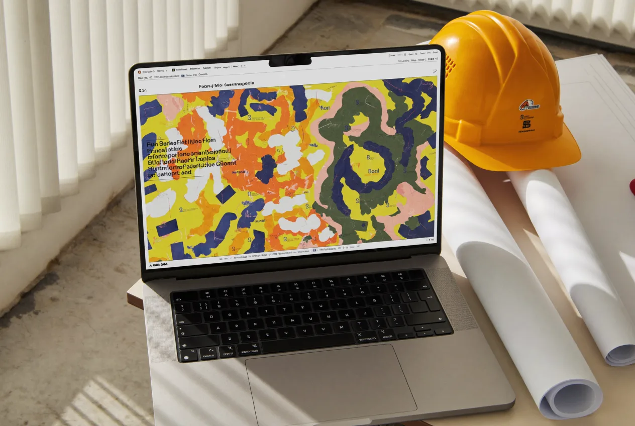 Arbeitsplatz mit Laptop und Analyse-Dashboard für SEO und Content