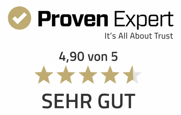 ProvenExpert: 4,90 von 5 – Sehr gut