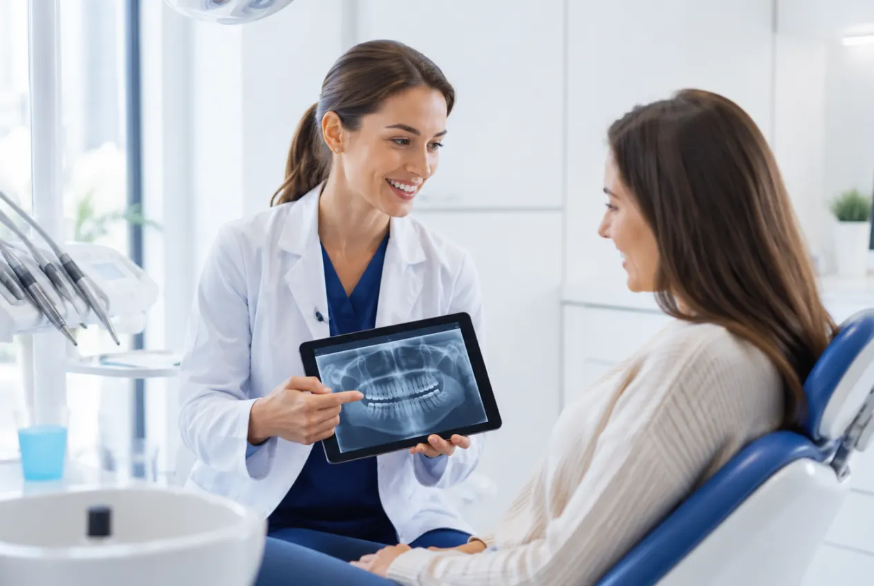 Patient booking a dental appointment online with her smartphone