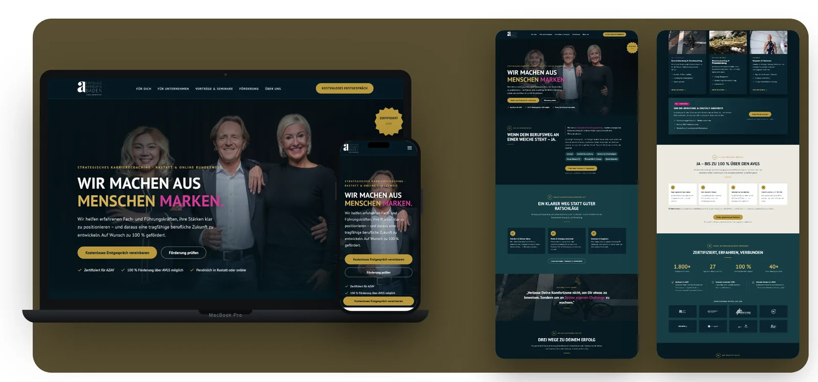 Website-Mockup: Erfolgsakademie Baden auf Desktop und Smartphone