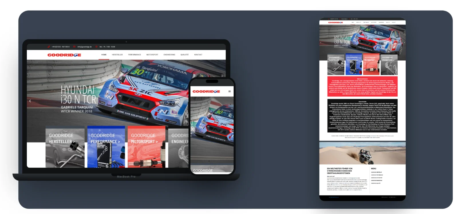 Website-Mockup: Goodridge Deutschland auf Desktop und Smartphone