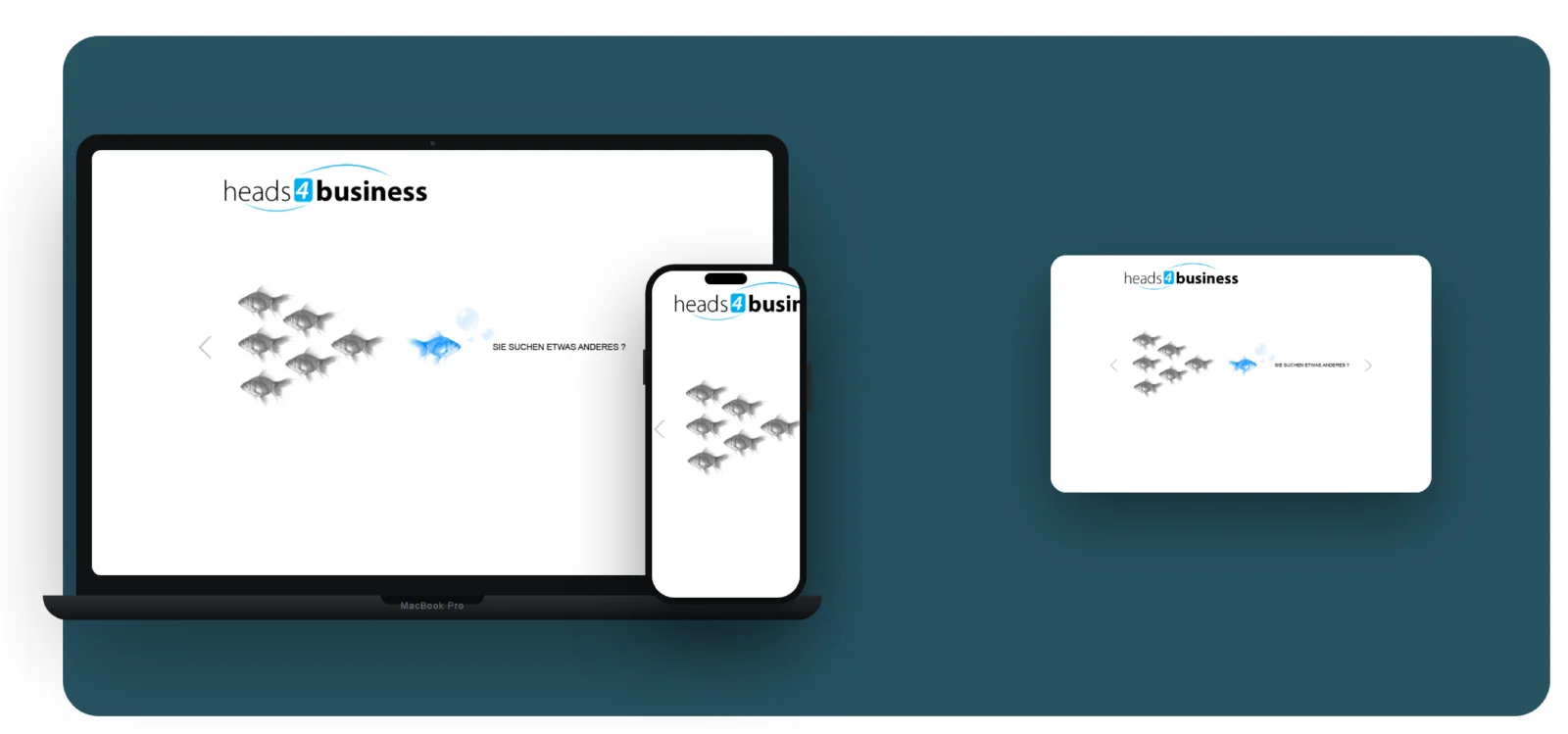 Website-Mockup: heads4business auf Desktop und Smartphone