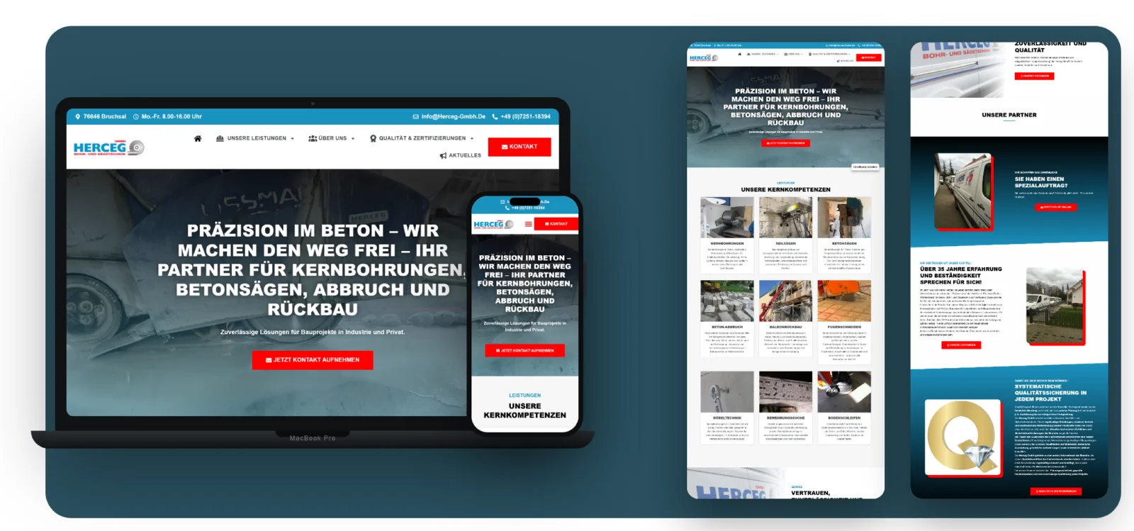 Website-Mockup: Herceg GmbH auf Desktop und Smartphone