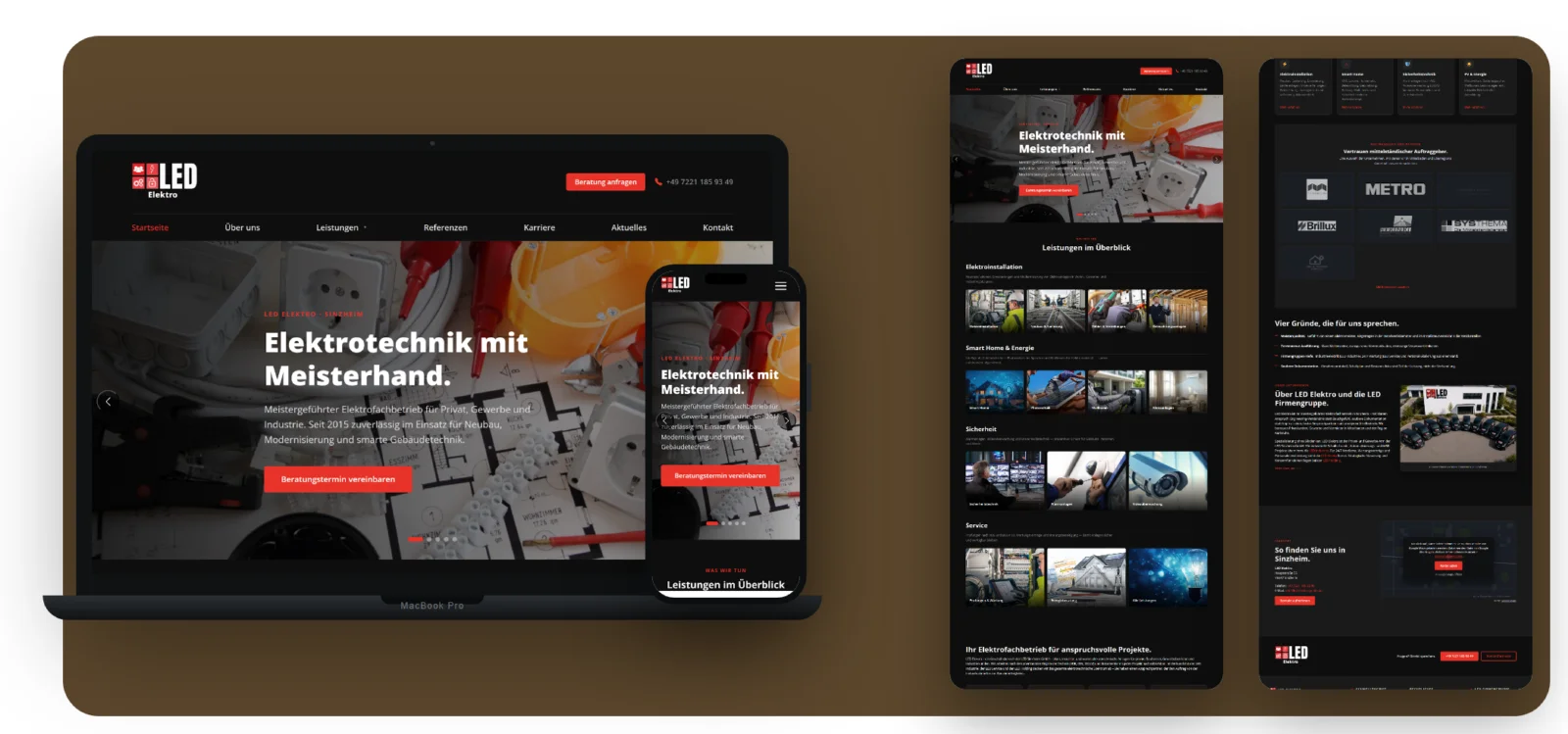 Website-Mockup: LED Elektro GmbH auf Desktop und Smartphone