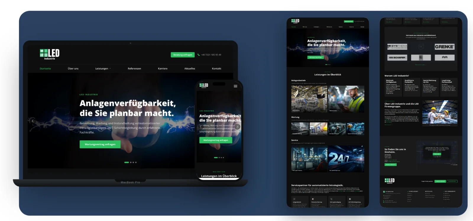Website-Mockup: LED Industrie GmbH auf Desktop und Smartphone