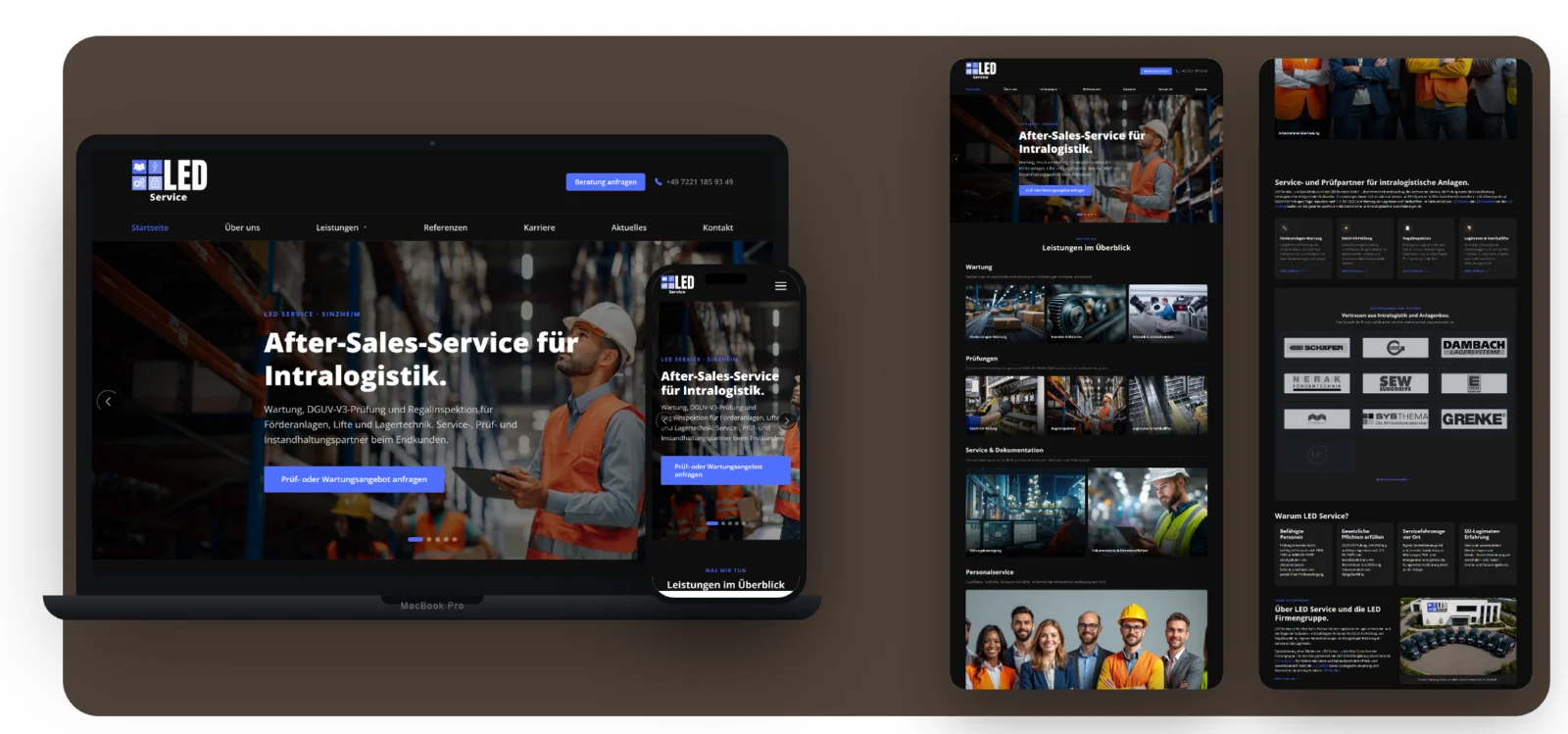 Website-Mockup: LED Service GmbH auf Desktop und Smartphone