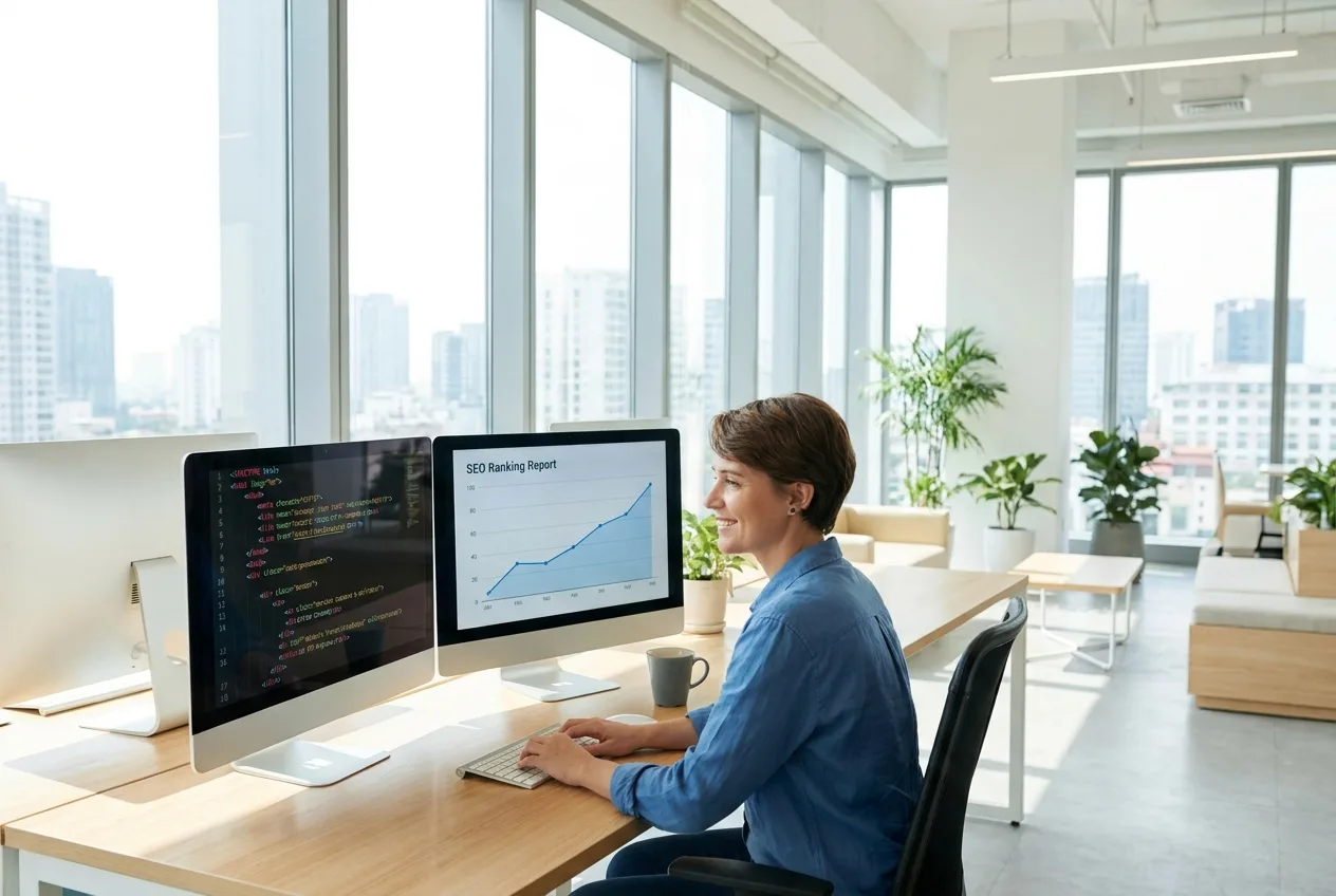Entwickler optimiert Quelltext für Google – technisches SEO bei NK IT Service